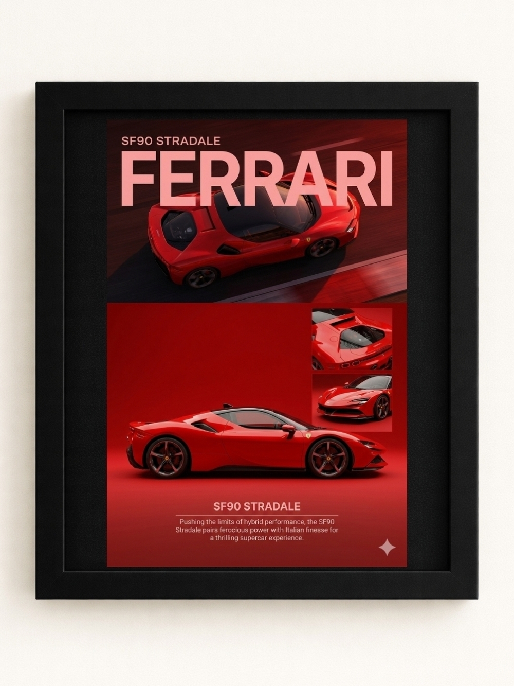 Ferrari SF90 Stradale Bold Red A.I. Art Print In 8x10 Frame